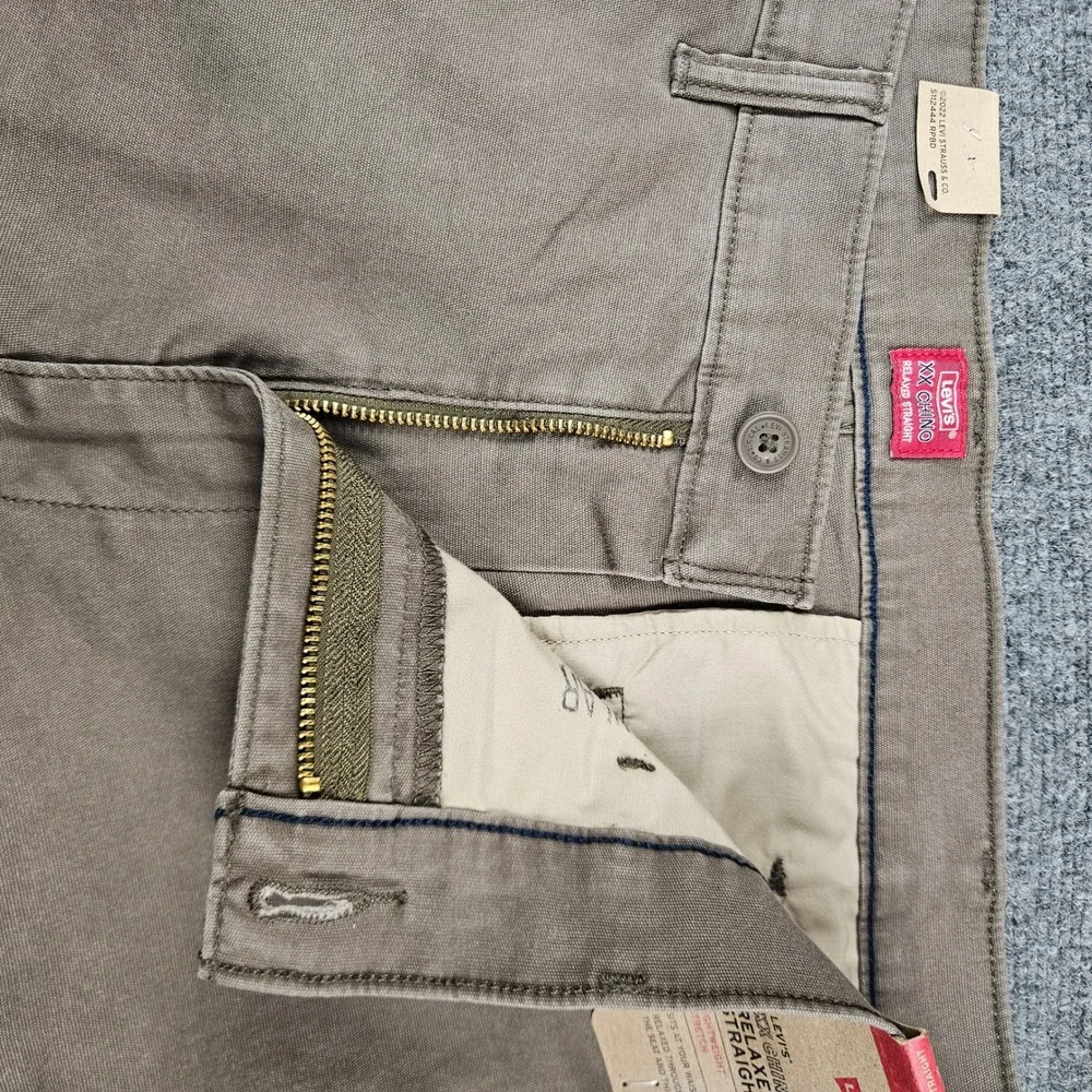 Levis XX Chino Relaxed Straight Pants Mens 38x34 Brown Stretch 001K50046 NEW